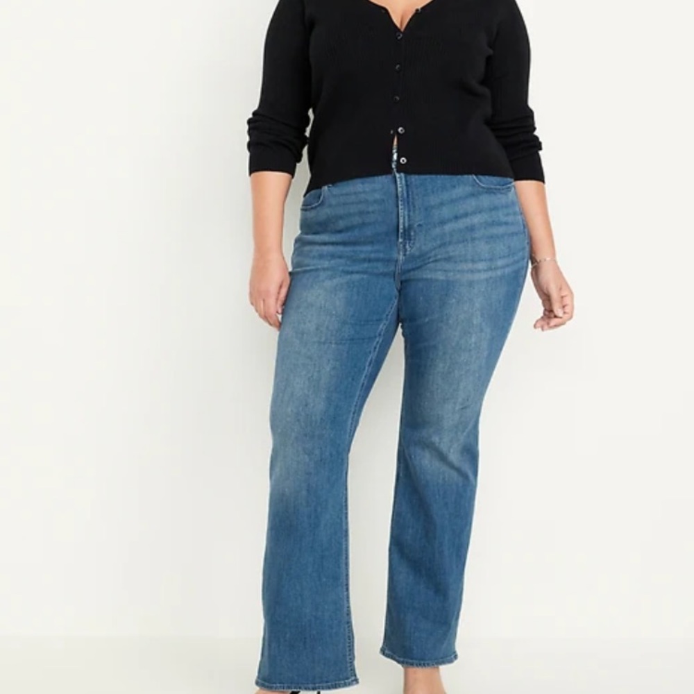 Old Navy High Rise Wow Flare Jeans Size 14 Medium Wash Hi Waisted Stretch Denim